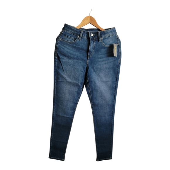 Style & Co. Denim - Style & Co. Blue Skinny Mid-Rise Jeans with Fading Effects
